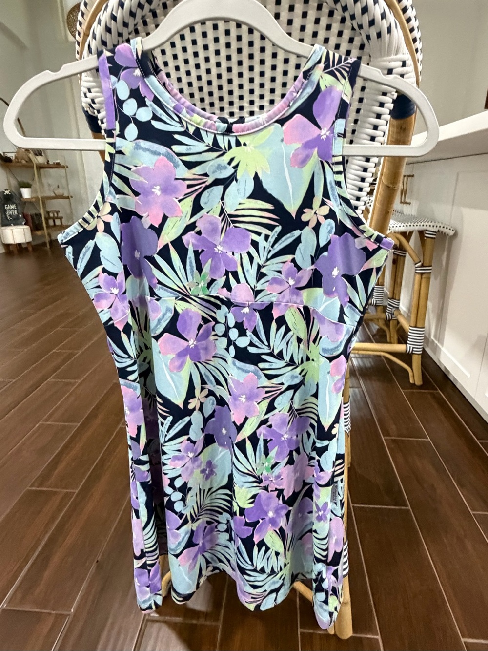 Columbia PFG Girls Outdoor Dress Size L 14/16 Purple Tropical Floral Keyhole